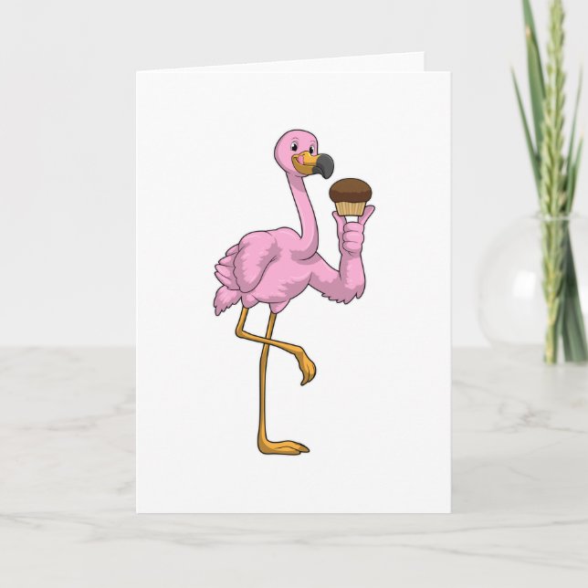 Cartão Flamingo com Muffin (Frente)