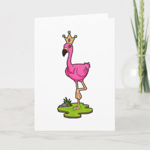 Cartão Flamingo como Princesa com Coroa