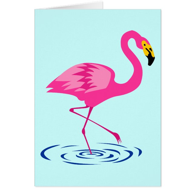 Cartão Flamingo cor-de-rosa (Frente)