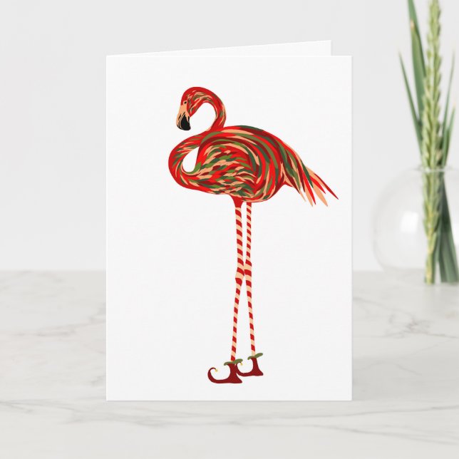Cartão Flamingo de Natal (Frente)
