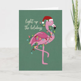 Cartão Flamingo de Natal Ilumina as Festas
