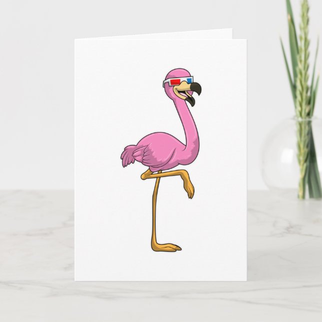 Cartão Flamingo de Óculos (Frente)