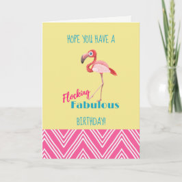 Cartão Flamingo Fabuloso de Aniversário com Flamingo Rosa