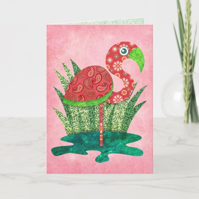 Cartão Flamingo Fofo (Frente)