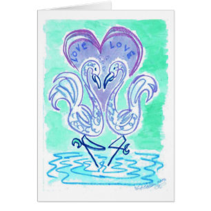 Cartão Flamingo Love (versão azul)