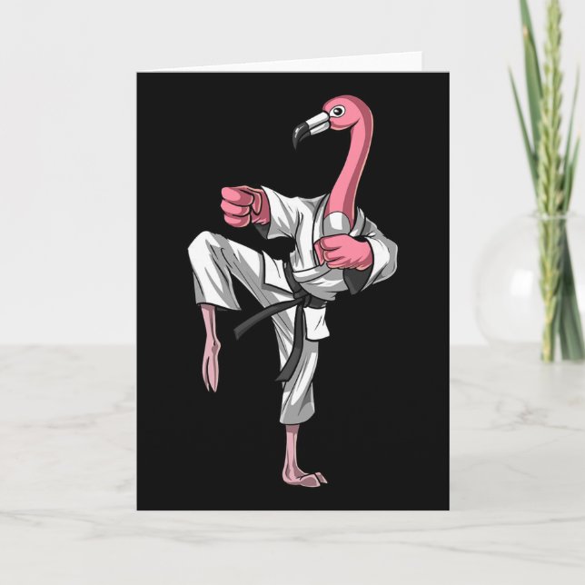 Cartão Flamingo Pássaro Karatê Kickboxing Kung Fu Ninja L (Frente)