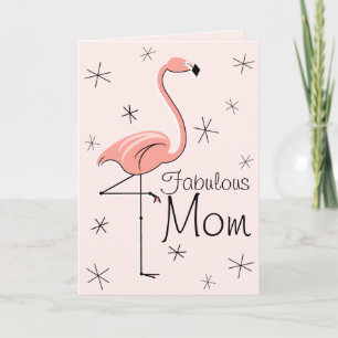 Cartão Flamingo Pink Fabuloso dia de as mães da mãe verti