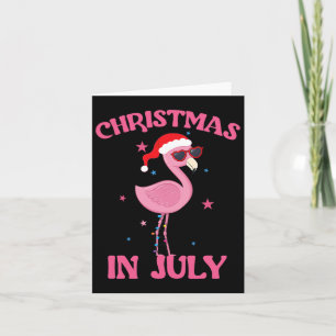 Cartão Flamingo Rosa No Natal No Natal, Garota De Julho