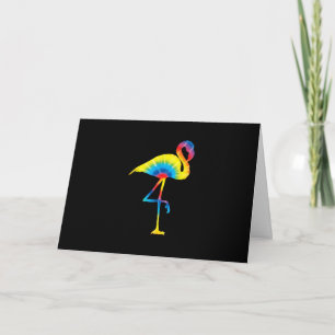 Cartão Flamingo Tie Dye Arco-íris Estampa Animal Passaro
