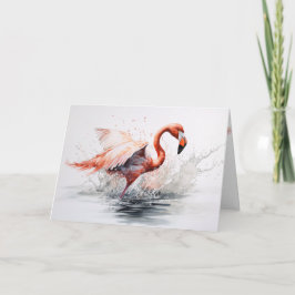 Cartão Flamingo voando fora de água