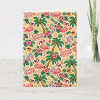 Flamingos e Palmeiras de Natal Tropicais