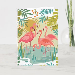 CARTÃO FLAMINGOS ROSA FICAM JUNTOS