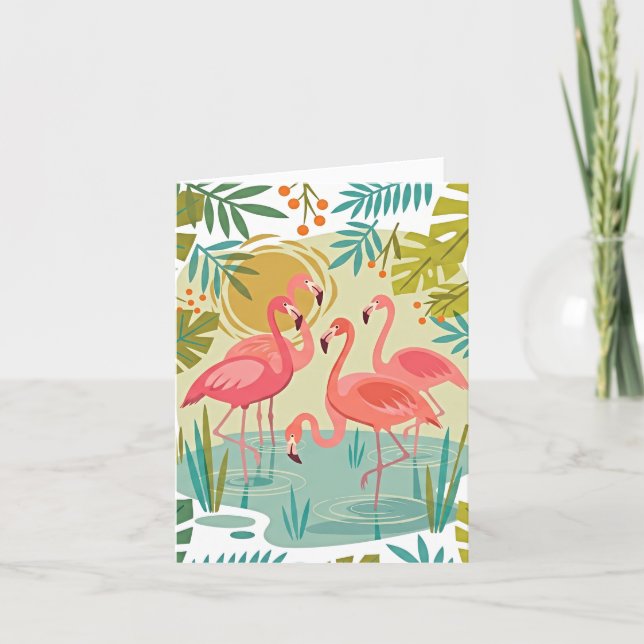 CARTÃO FLAMINGOS ROSA FICAM JUNTOS (Frente)