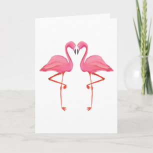 Cartão Flamingos rosa FLAMINGO HEART Feliz Aniversário