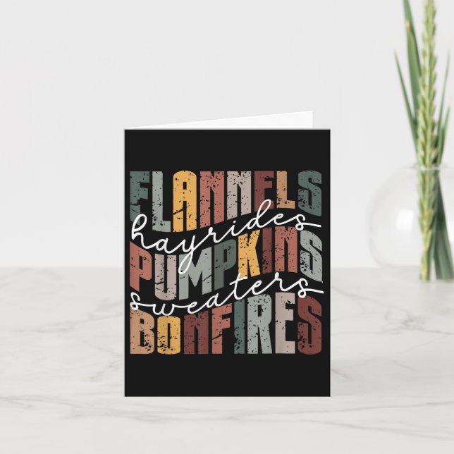 Cartão Flannels Hayrides Pumpkins Sweater Bonfire (Frente)