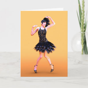 Cartão Flapper Dancing Vintage