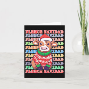 Cartão Fleece Feliz Navidad - Cute Xmas Cow engraçada Cri