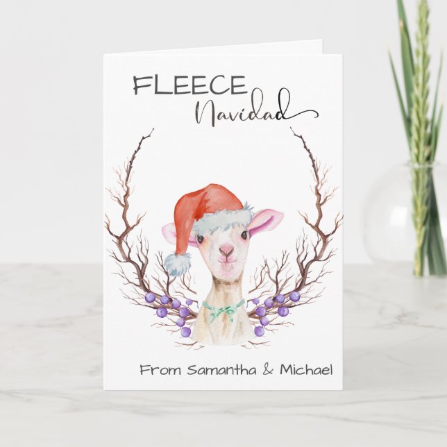 Cartão Fleece Navidad Cute Lamb Natal (Frente)