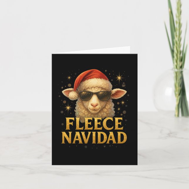 Cartão Fleece Navidad Engraçado Design de Ovelha de Natal (Frente)
