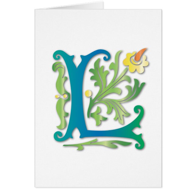 Cartão Fleur-de-lis L Monograma (Frente)