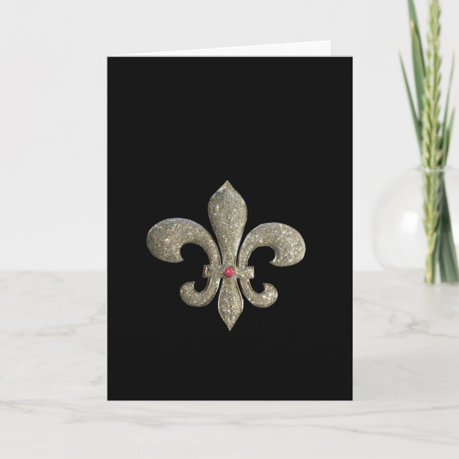 Cartão Fleur de lis NOLA Bride Bling (Frente)
