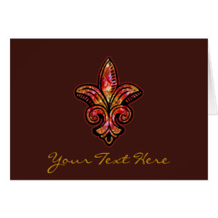 Cartão Fleur medieval - vermelho