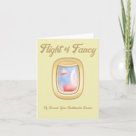 Cartão Flight of Fancy-Pigs Flying Past Airplane Window C