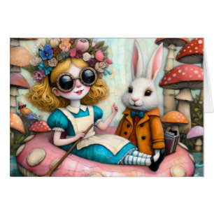 Cartão Float Trip Fantasy Alice and White Rabbit, Olá