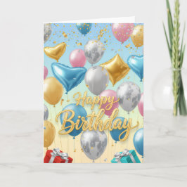 Cartão Floating Celebration Balloons –Happy Birthday Card