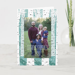 Cartão Floco de neve de árvore de passarinho listrado em 