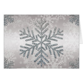 Cartão Floco de neve de feriado com brilho de prata
