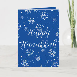 Cartão Flocos de neve Azul Feliz Hanukkah 