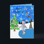 Cartão Flocos de neve Bonito e gelo - Natal de inverno<br><div class="desc">Bonito flocos de neve e cartão de Natal da cena de inverno do gelo. Mão desenhada com amor e nostalgia.</div>