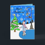 Cartão Flocos de neve Bonito e gelo - Natal de inverno<br><div class="desc">Bonito flocos de neve e cartão de Natal da cena de inverno do gelo. Mão desenhada com amor e nostalgia.</div>