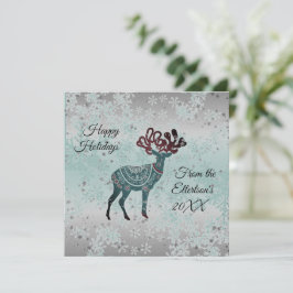 Cartão Flocos de Neve de Natal para Reindeer Decorativo
