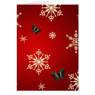 Cartão Flocos de neve e borboletas