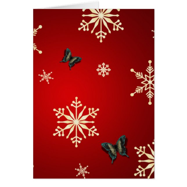 Cartão Flocos de neve e borboletas (Frente)