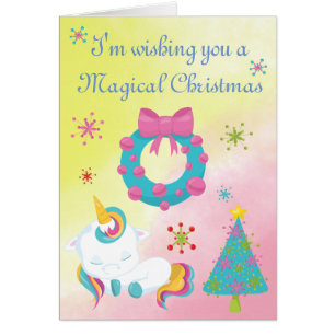 Cartão Flocos de neve e flocos de neve do Unicórnio de N