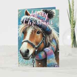 Cartão Flocos de neve personalizados com chapéu de cavalo
