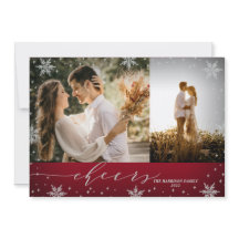 Flocos de neve vermelhos e prateados 2 fotos anima