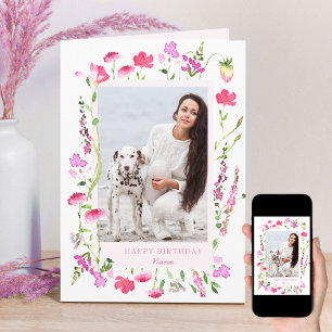 Cartão Flofação Selvagem Rosa Fotografia de Flor Delicada