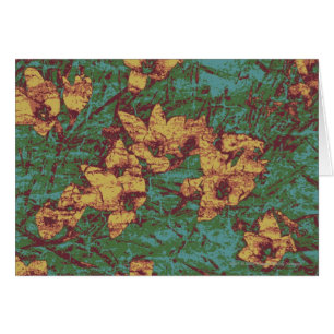 Cartão Flor amarela contra o teste padrão 2 da camuflage