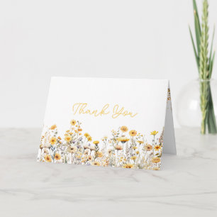 Cartão Flor Amarela Selvagem Chá de Bebê Boho Agradecimen