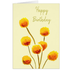 Cartão Flor australiana indígena Billy Button Amarelo