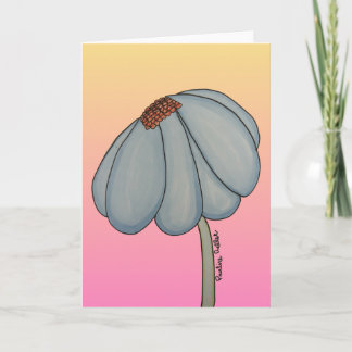 Cartão Flor Azul com fundo rosa