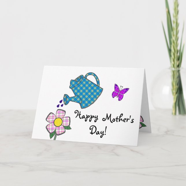 Cartão Flor brincalhão da xadrez para a mãe (Frente)
