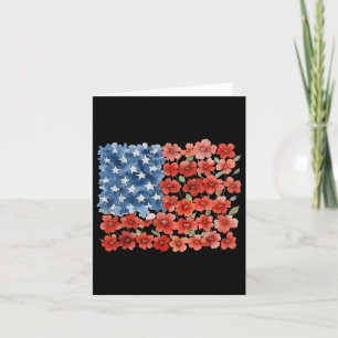 Cartão Flor BrushAVE América Bandeira 4 de julho Floral