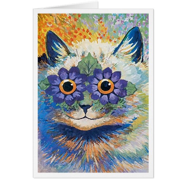Cartão Flor Cat por Louis Wain (Frente)