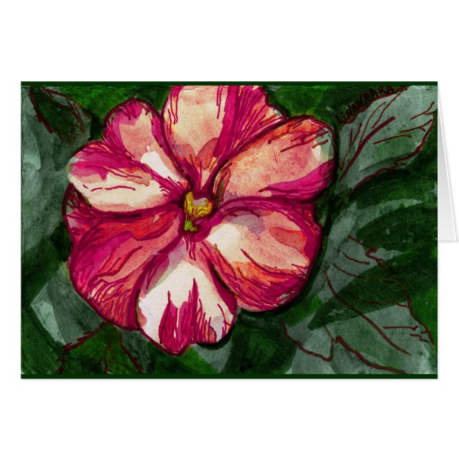 Cartão Flor cor-de-rosa (Frente Horizontal)