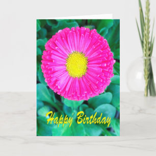Cartão Flor cor-de-rosa & amarela do aniversário